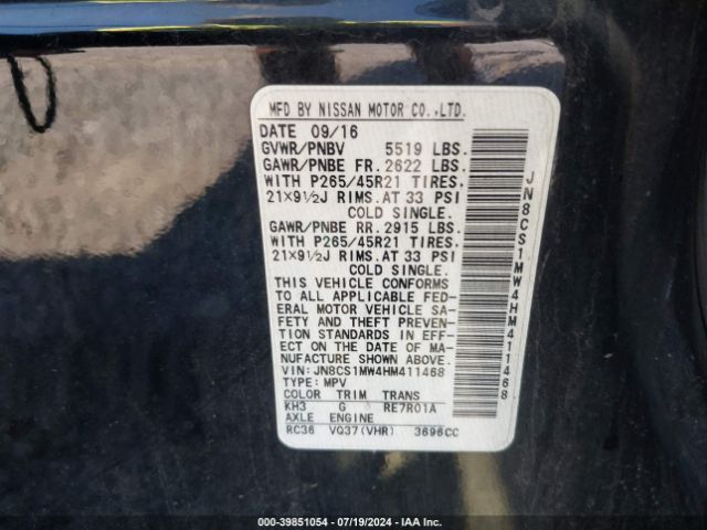 JN8CS1MW4HM411468 Infiniti QX70