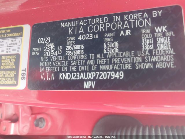 KNDJ23AUXP7207949 KIA SOUL LX