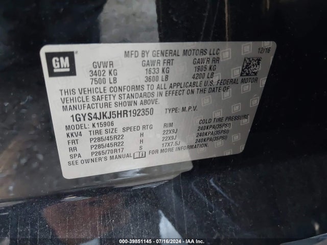 2017 CADILLAC ESCALADE ESV 1GYS4JKJ5HR192350 Photo 8