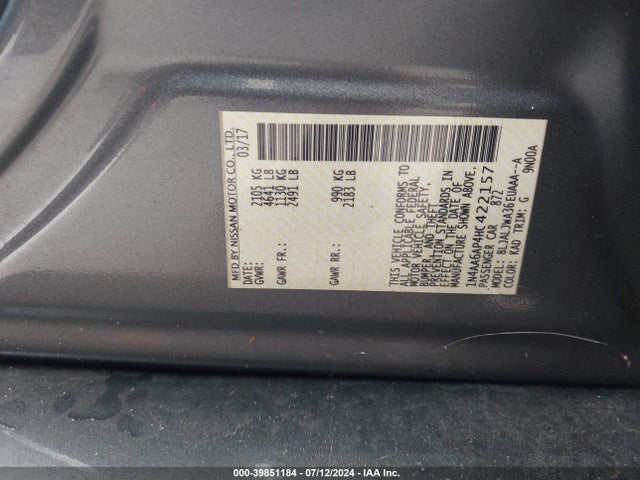 Nissan Maxima 3.5 Sv 2017 1N4AA6AP4HC422157 Image 9