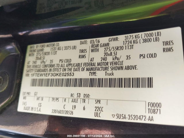Ford F-150 Xl 2016 1FTEW1EF3GKE02553 Image 9