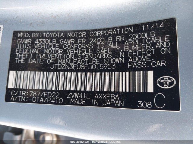 Toyota Prius V Two 2015 JTDZN3EU8FJ015953 Image 9