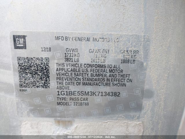 1G1BE5SM3K7134382 Chevrolet CRUZE LT