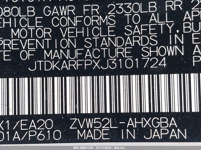 Toyota Prius Prime Premium 2018 JTDKARFPXJ3101724 Image 9