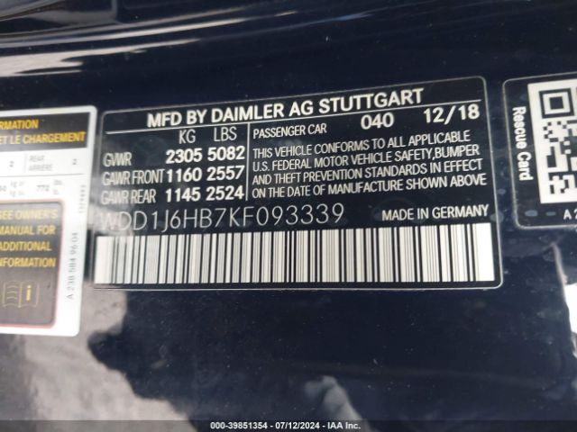 WDD1J6HB7KF093339 Mercedes-Benz E 450
