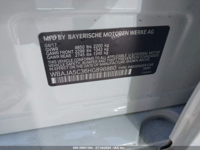 WBAJA5C36HG896860 BMW 530I