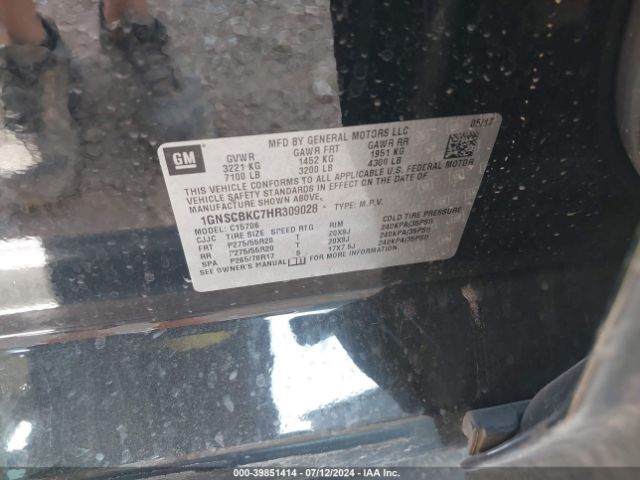 1GNSCBKC7HR309028 Chevrolet Tahoe Lt