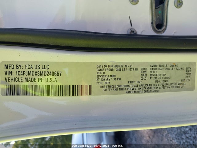 Jeep Cherokee Limited 4x4 2021 1C4PJMDX3MD240667 Image 9