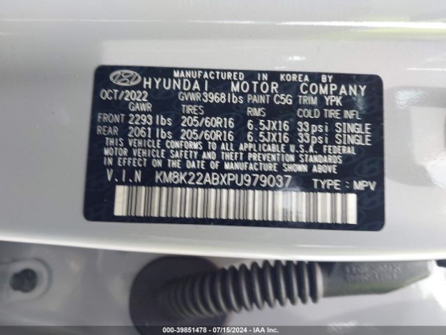 KM8K22ABXPU979037 Hyundai Kona Se
