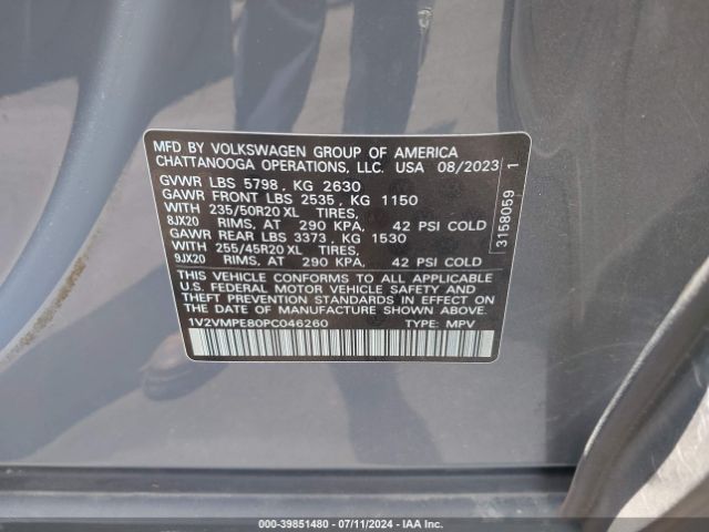 1V2VMPE80PC046260 Volkswagen Id.4 Pro/pro S