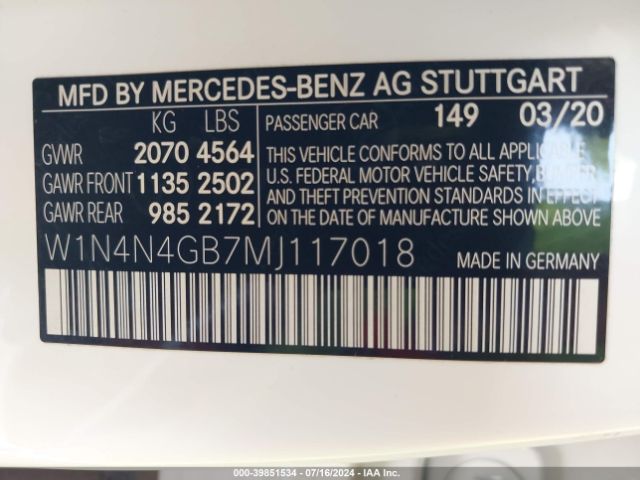 W1N4N4GB7MJ117018 Mercedes-Benz GLA 250
