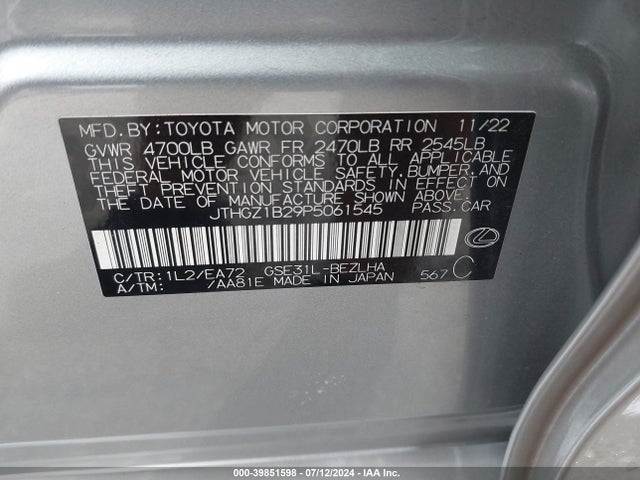 JTHGZ1B29P5061545 Lexus Is 350 F Sport