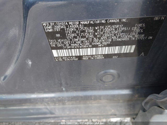 Toyota Rav4 Xle 2014 2T3RFREV7EW196438 Image 9