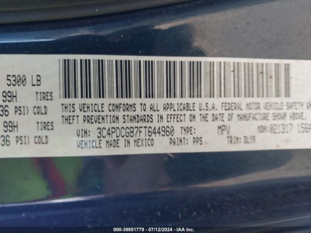 3C4PDCGB7FT644960 Dodge Journey Crossroad