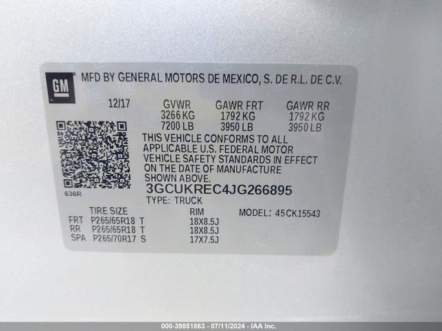 Chevrolet Silverado 1500 2lt 2018 3GCUKREC4JG266895 Image 9