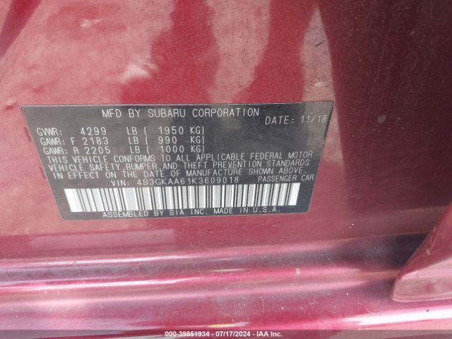 4S3GKAA61K3609018 Subaru Impreza 2.0i