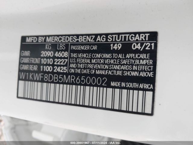 W1KWF8DB5MR650002 Mercedes-Benz C 300 Sedan