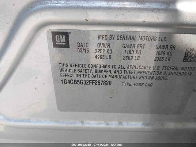 1G4GB5G32FF287820 Buick Lacrosse Leather