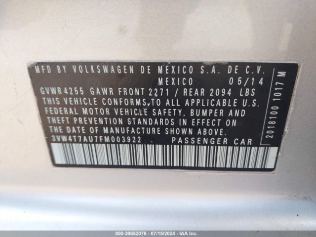 3VW4T7AU7FM003922 Volkswagen Golf Gti 2.0t Se 4-door