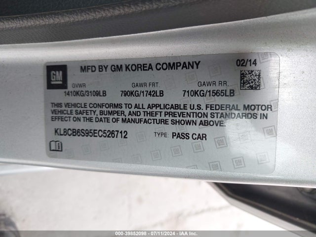 Chevrolet Spark Ls Auto 2014 KL8CB6S95EC526712 Image 9