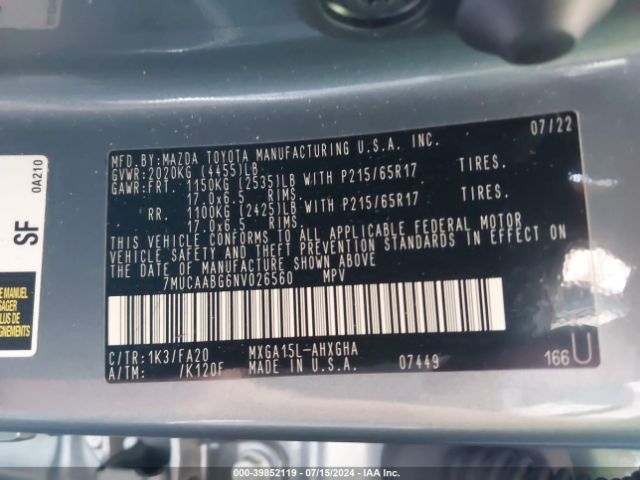 7MUCAABG6NV026560 Toyota Corolla Cross Le