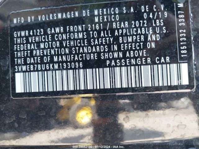 3VWEB7BU6KM193096 Volkswagen Jetta 1.4t Sel
