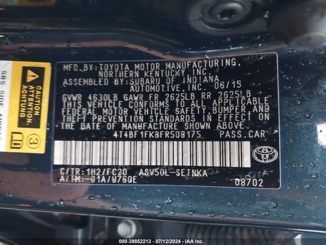Toyota CAMRY LE 2015 4T4BF1FK8FR508175 Image 9