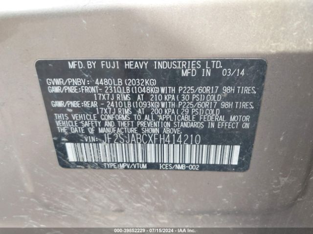 JF2SJABCXFH414210 Subaru Forester 2.5i