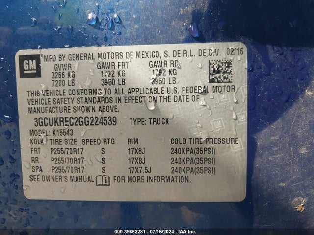 Chevrolet Silverado 1500 1lt 2016 3GCUKREC2GG224539 Image 9
