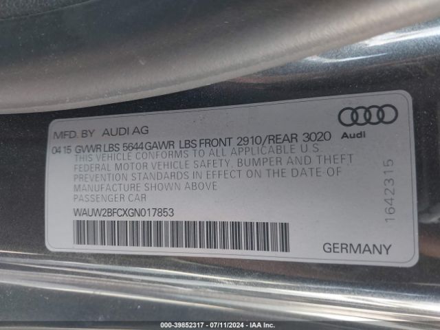 2016 AUDI S7 WAUW2BFCXGN017853 Photo 8