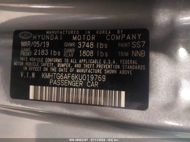 Hyundai Veloster 2.0 2019 KMHTG6AF6KU019769 Image 9