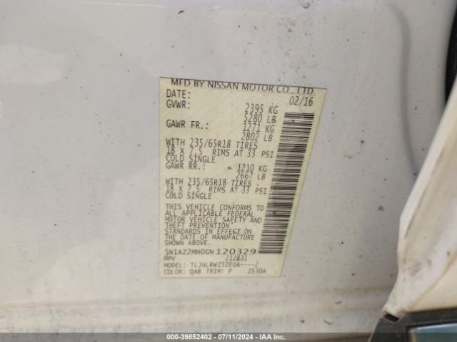 5N1AZ2MH0GN120329 Nissan MURANO SL