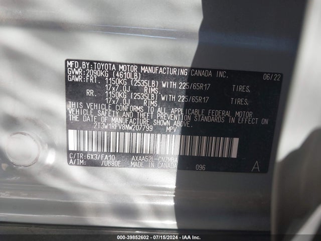 Toyota Rav4 Xle 2022 2T3W1RFV8NW207799 Image 9