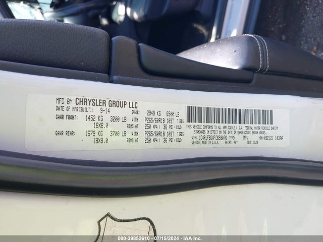 Jeep Grand Cherokee Limited 2015 1C4RJFBGXFC658076 Image 9