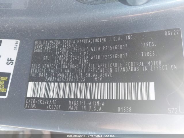 7MUAAABG7NV023528 Toyota Corolla Cross L