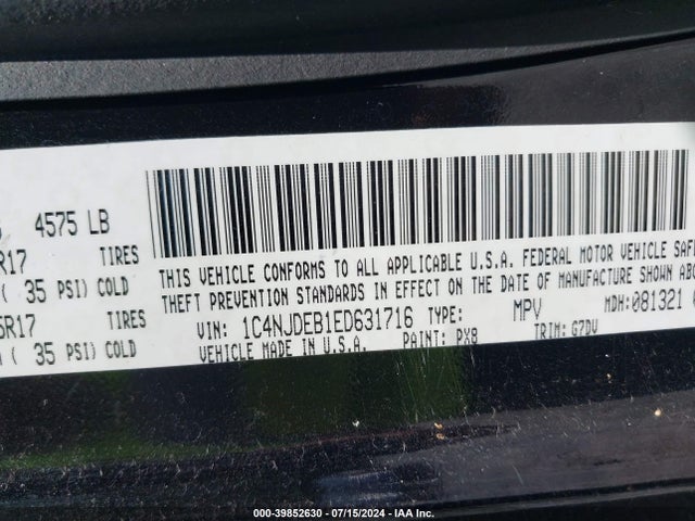 1C4NJDEB1ED631716 Jeep Compass Latitude