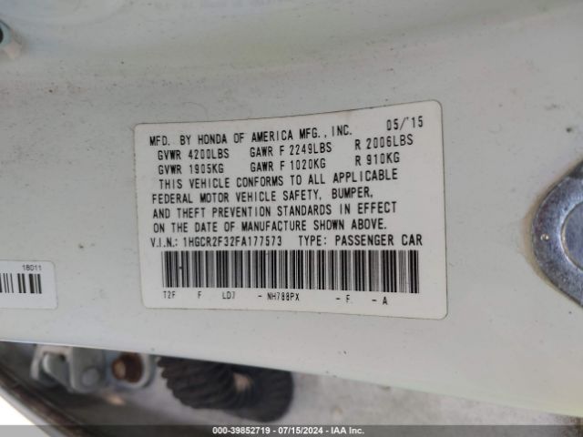 1HGCR2F32FA177573 Honda ACCORD LX