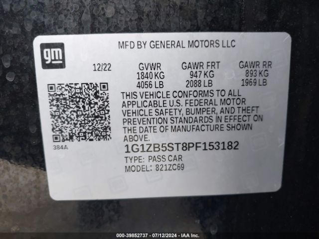 1G1ZB5ST8PF153182 Chevrolet Malibu Fwd Ls