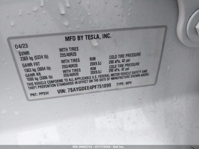 2023 TESLA MODEL Y 7SAYGDEE4PF751899 Photo 8
