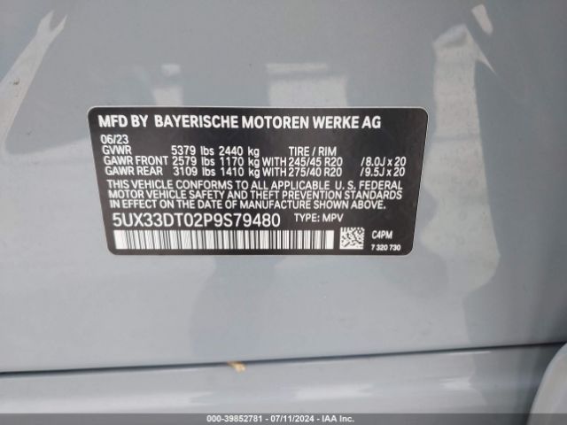 5UX33DT02P9S79480 BMW X4 Xdrive30i