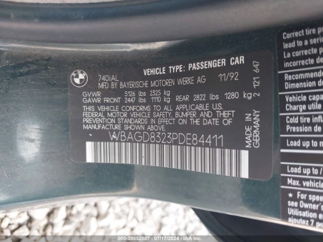 1993 BMW 740 WBAGD8323PDE84411 Photo 8