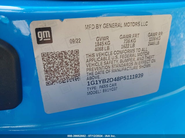 Chevrolet Corvette Stingray Rwd  2lt 2023 1G1YB2D48P5111939 Image 9