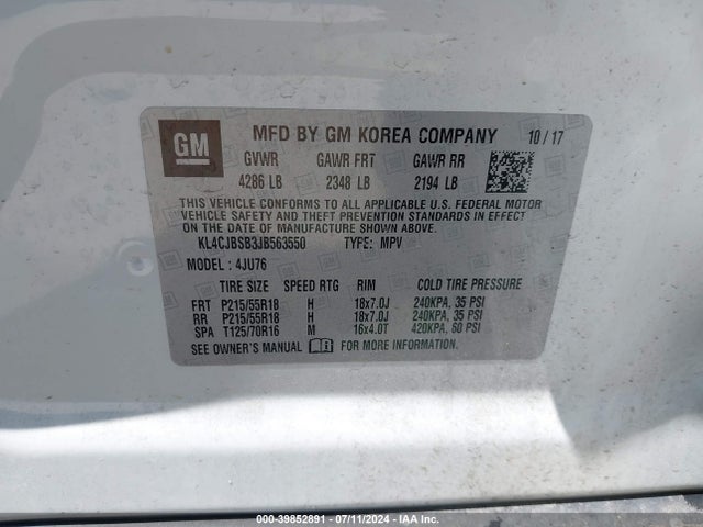 KL4CJBSB3JB563550 Buick Encore Preferred Ii