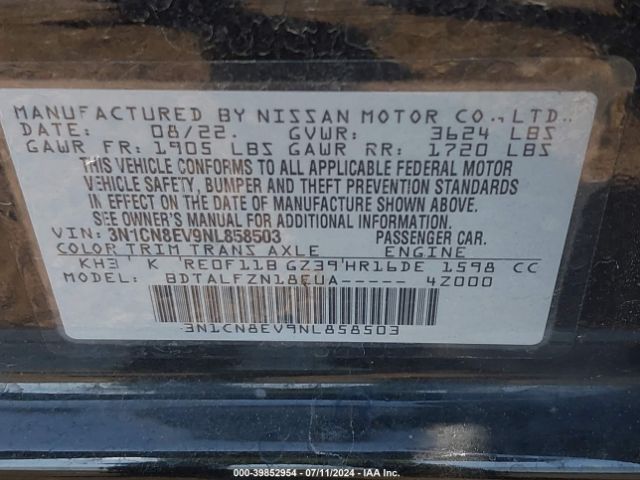 3N1CN8EV9NL858503 Nissan Versa 1.6 Sv Xtronic Cvt