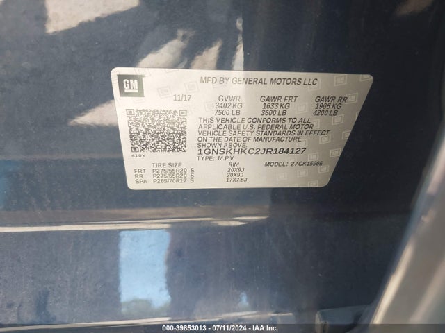 Chevrolet Suburban Lt 2018 1GNSKHKC2JR184127 Image 9
