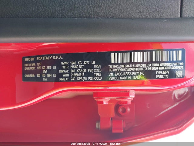 ZACCJABB2JPG71146 Jeep Renegade Latitude Fwd