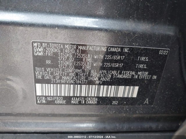 Toyota RAV4 LE 2022 2T3H1RFV5NC184377 Image 9