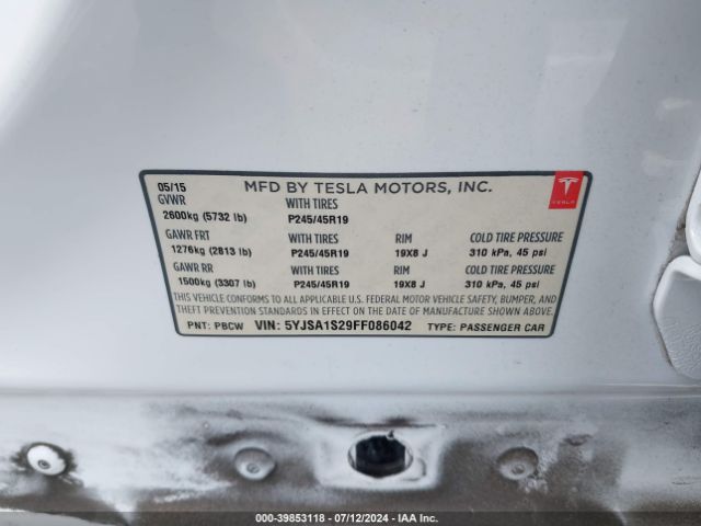 5YJSA1S29FF086042 Tesla Model S 70d/85d/p85d