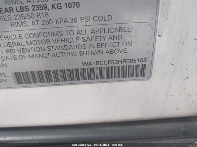 WA1BCCFS3HR005169 Audi Q3 2.0t Premium