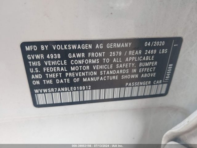 WVWSR7AN9LE018912 Volkswagen Arteon 2.0t Sel R-line